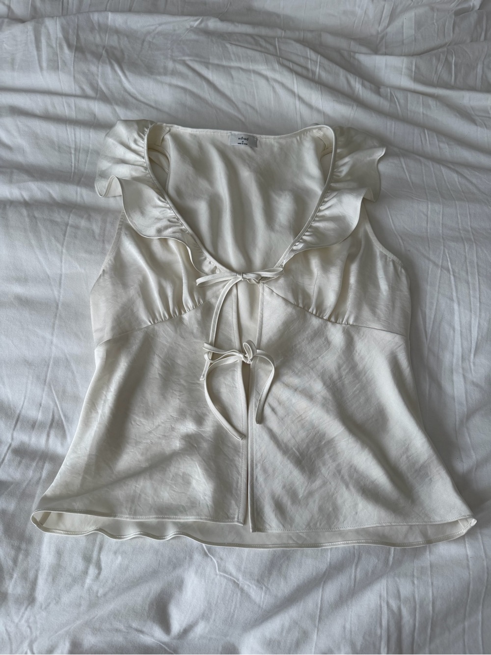 Aritzia Cream Ruffle Tie-Front Camisole